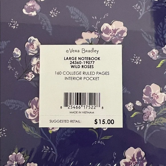 Vera Bradley Wild Roses Purple Notebook Set - Picture 5 of 5